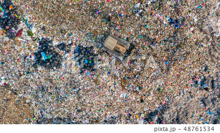 Garbage pile in trash dump or landfill, Aerial Garbage pile in trash dump or landfill, Aerial 48761534