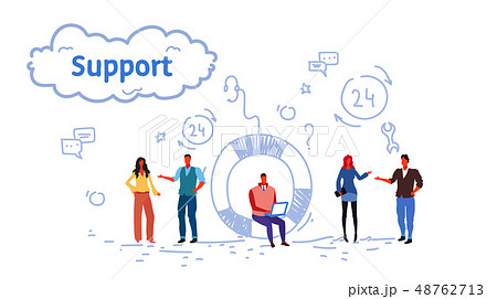 business people group technical team support center concept online customer service working process 48762713