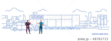 seller man with buyer car purchase sale rental concept cars dealership center showroom building 48762715