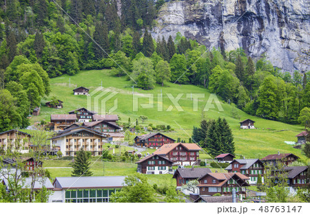 Lauterbrunnen. Swiss Alps. Valley of waterfalls.  48763147