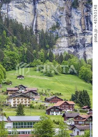 Lauterbrunnen. Swiss Alps. Valley of waterfalls. Lauterbrunnen. Swiss Alps. Valley of waterfalls. 48763148