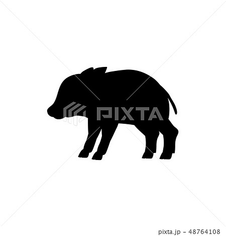 Baby Boar Wildlife Black Silhouette Animalのイラスト素材