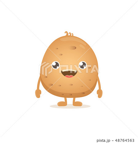vector funny cartoon cute smiling tiny potato isolated on white background. vegetable funky 48764563