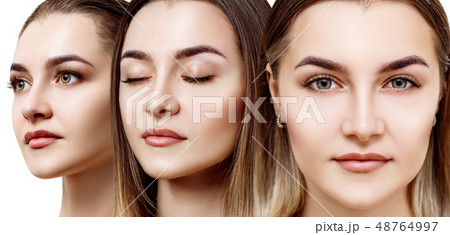 Collage of beautiful female face with perfect skin 48764997