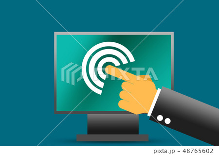 Finger Touching Digital Screen On Computerのイラスト素材