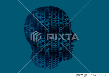 Human head withones and zeros binary digital code Human head withones and zeros binary digital code 48765605