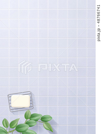 新緑-葉-タイル-角丸フレーム-モザイクタイル 48766741