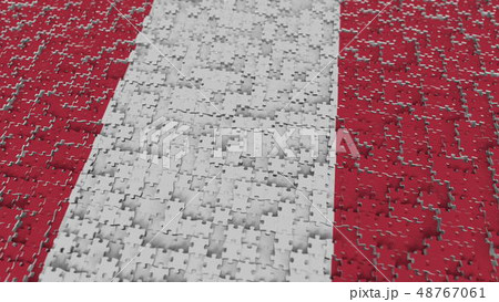 Flag of Peru being made with jigsaw puzzle pieces. Peruvian problem solution conceptual 3D rendering 48767061