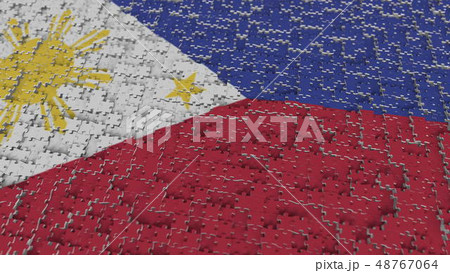 Flag of Philippines being made with jigsaw puzzle pieces. Problem solution conceptual 3D rendering 48767064