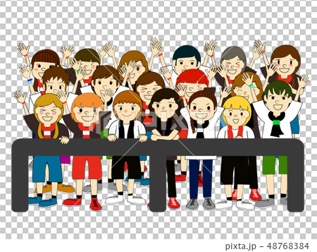 フェス観客前列18人のイラスト素材