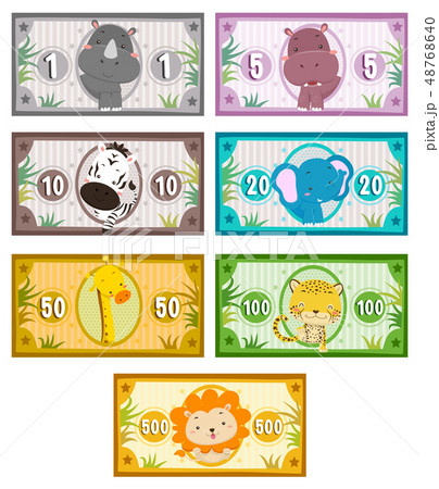 animals safari money printables illustration stock illustration 48768640 pixta