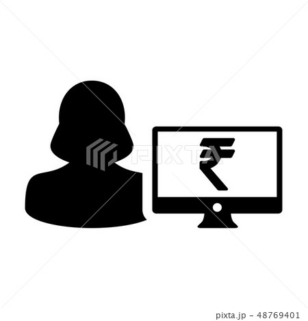Cash icon vector female user person profile rupee Cash icon vector female user person profile rupee 48769401