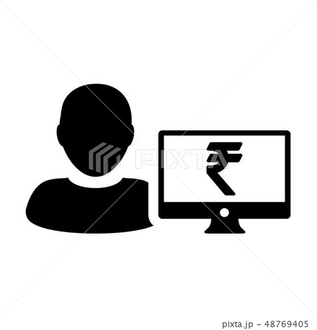 Market icon vector male user person profile rupee Market icon vector male user person profile rupee 48769405