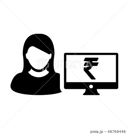 Person icon vector female user avatar rupee symbol 48769446
