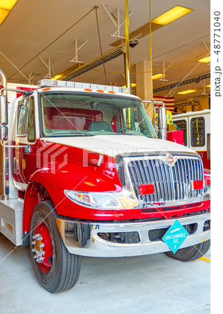 Beverly Hills area and fire trucks. 48771040