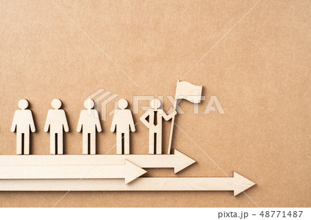wooden businessman with leadership concept 48771487