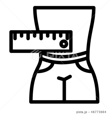 Male abs measuring line icon. Man in shorts vector illustration isolated on white. Male body and Male abs measuring line icon. Man in shorts vector illustration isolated on white. Male body and 48773664