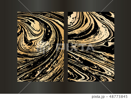Set of vector elegant black and gold brochure, wedding invitation card, background, cover. Design 48773845