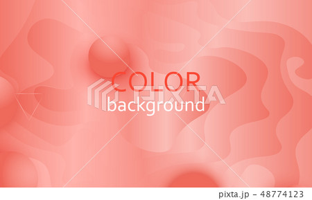 Coral color background. Fluid shapes pattern. 48774123