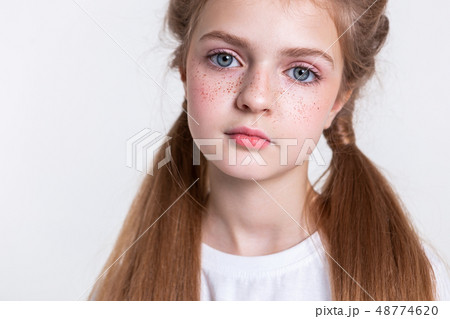 Peaceful calm good-looking lady with long healthy hair 48774620