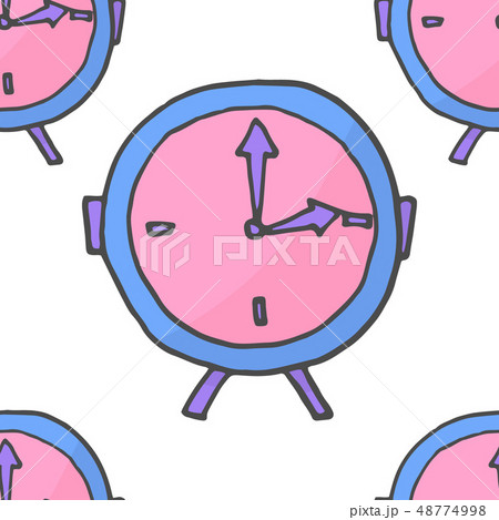 doodle pink and violet clock seamless pattern 48774998
