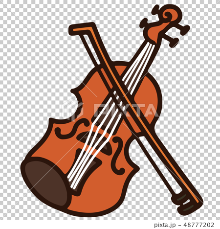 シンプルで可愛いバイオリンのイラスト 主線ありのイラスト素材