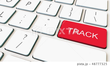 Close-up shot of white computer keyboard and red track key. Conceptual 3D rendering 48777325