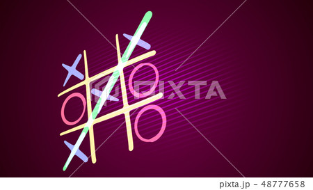 Noughts and crosses match in purple backdrop 48777658