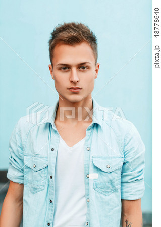 Close-up portrait of a young stylish guy 48778640