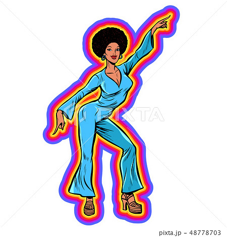 Disco Woman Dancing Eighties Style 80s Afro のイラスト素材