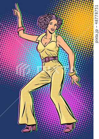 Girl In Pantsuit Woman Disco Dance 80s Backgroundのイラスト素材