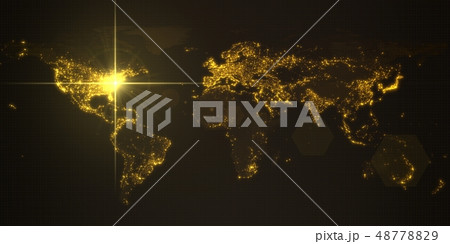 power of america, energy beam on washington. dark map with illuminated cities and human density 48778829