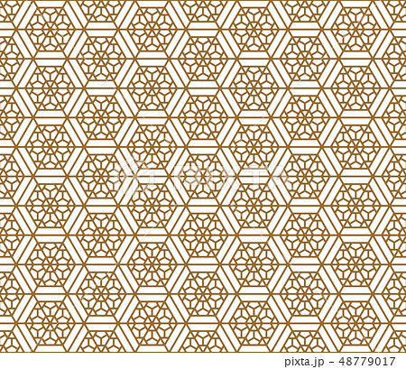 Seamless japanese pattern shoji kumiko in golden. Seamless japanese pattern shoji kumiko in golden. 48779017
