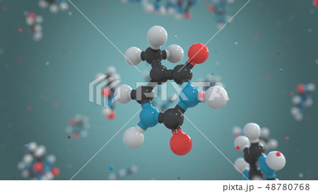 Thymine, a part of DNA, plastic molecule model. Organic chemistry or modern medicine related 3D 48780768
