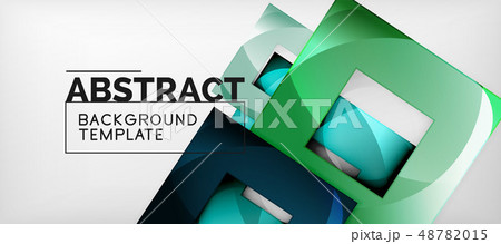 Abstract geometric background. Glossy square shapes composition on grey, minimalistic style template 48782015