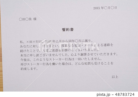 誓約書(ストーカー) 誓約書(ストーカー) 48783724