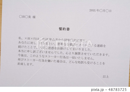 誓約書(ストーカー) 誓約書(ストーカー) 48783725