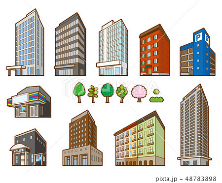 いろいろな建物の立体イラストのイラスト素材 4878