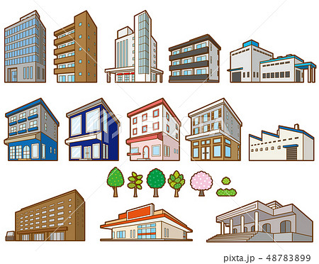 いろいろな建物の立体イラストのイラスト素材 4879