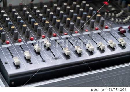 Close up of amplifier mixer and equalizer. 48784091