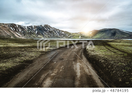Road to Landmanalaugar on highlands of Iceland. Road to Landmanalaugar on highlands of Iceland. 48784195