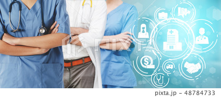 Doctor with health insurance healthcare graphic. Doctor with health insurance healthcare graphic. 48784733