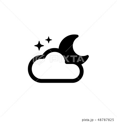 天気アイコン 夜 月 三日月 曇り のイラスト素材