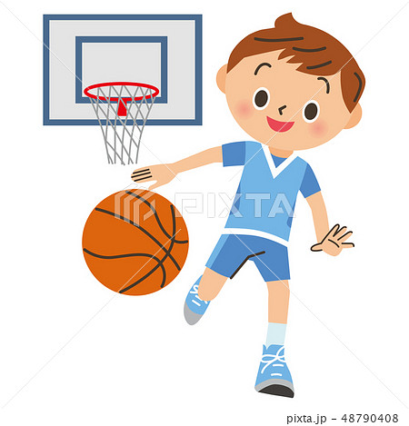 バスケをする男の子のイラスト素材
