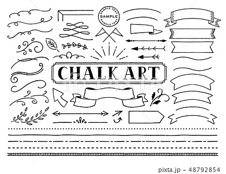 チョークアートフレームやラインのイラスト素材