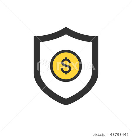 Shield security icon with dollar sign currency symbol. Shield protection vector illustration. Vector Shield security icon with dollar sign currency symbol. Shield protection vector illustration. Vector 48793442