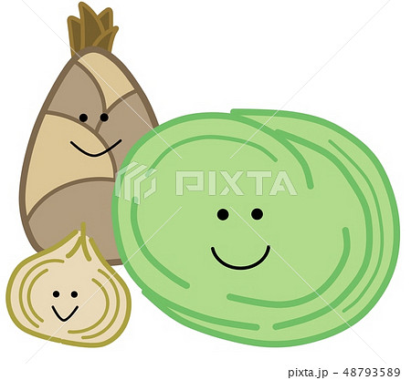 春野菜盛合せ 顔あり のイラスト素材
