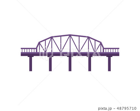 Purple bridge on white background. Vector illustration. 48795710