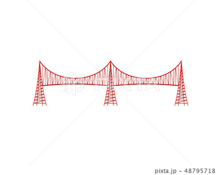 Red metal bridge on white background. Vector illustration. 48795718