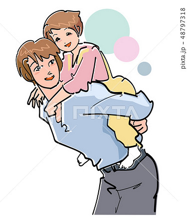 おんぶをする父親 48797318